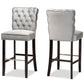 Daphne Modern and Contemporary Dark Grey Velvet Fabric Upholstered and Dark Brown Finished Wood 2-Piece Bar Stool Set FredCo