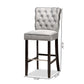 Daphne Modern and Contemporary Dark Grey Velvet Fabric Upholstered and Dark Brown Finished Wood 2-Piece Bar Stool Set FredCo