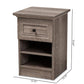 Dara Traditional Transitional Grey Brown Oak Finished 1-Drawer Wood Nightstand FredCo