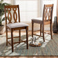 Darcie Modern and Contemporary Grey Fabric Upholstered and Walnut Brown Finished Wood 2-Piece Counter Stool Set FredCo