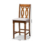 Darcie Modern and Contemporary Grey Fabric Upholstered and Walnut Brown Finished Wood 2-Piece Counter Stool Set FredCo