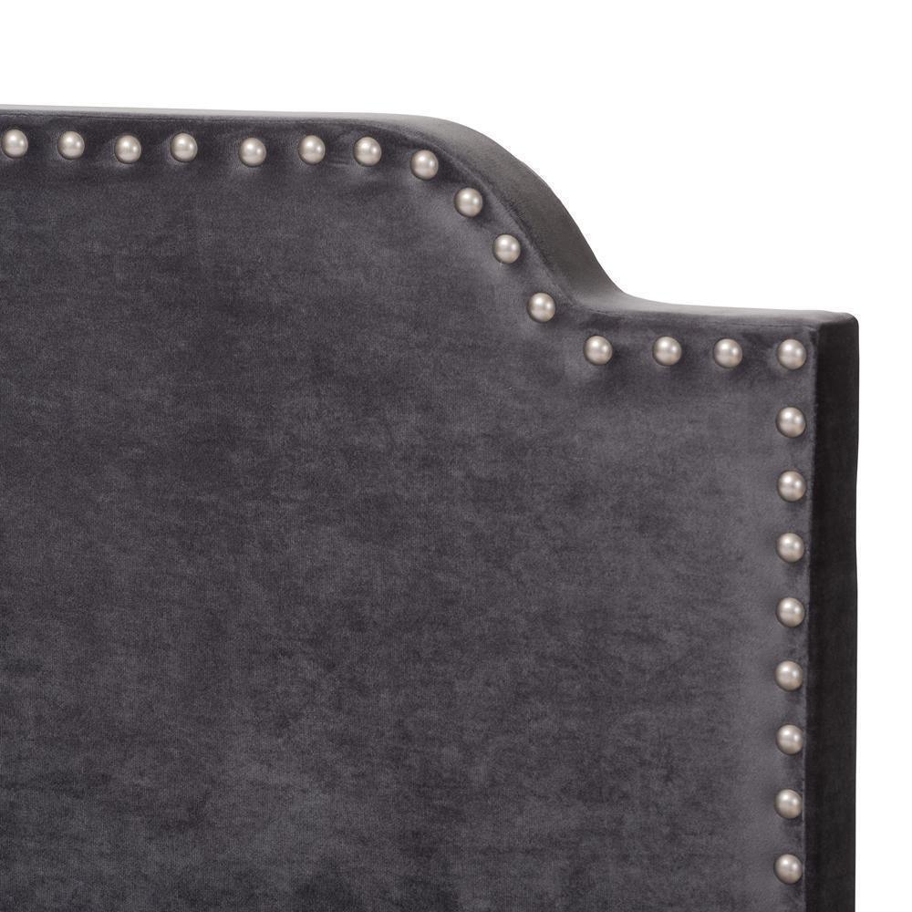 Darcy Luxe and Glamour Dark Grey Velvet Upholstered Full Size Bed FredCo