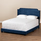Darcy Luxe and Glamour Navy Velvet Upholstered Full Size Bed FredCo