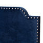 Darcy Luxe and Glamour Navy Velvet Upholstered Full Size Bed FredCo