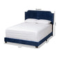 Darcy Luxe and Glamour Navy Velvet Upholstered Full Size Bed FredCo