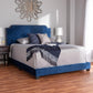 Darcy Luxe and Glamour Navy Velvet Upholstered King Size Bed FredCo