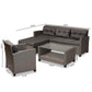 Darian Modern and Contemporary Grey Fabric Upholstered and Grey Synthetic Rattan 4-Piece Patio Set FredCo