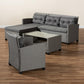 Darian Modern and Contemporary Grey Fabric Upholstered and Grey Synthetic Rattan 4-Piece Patio Set FredCo