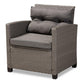 Darian Modern and Contemporary Grey Fabric Upholstered and Grey Synthetic Rattan 4-Piece Patio Set FredCo