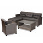Darian Modern and Contemporary Grey Fabric Upholstered and Grey Synthetic Rattan 4-Piece Patio Set FredCo