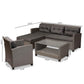 Darian Modern and Contemporary Grey Fabric Upholstered and Grey Synthetic Rattan 4-Piece Patio Set FredCo