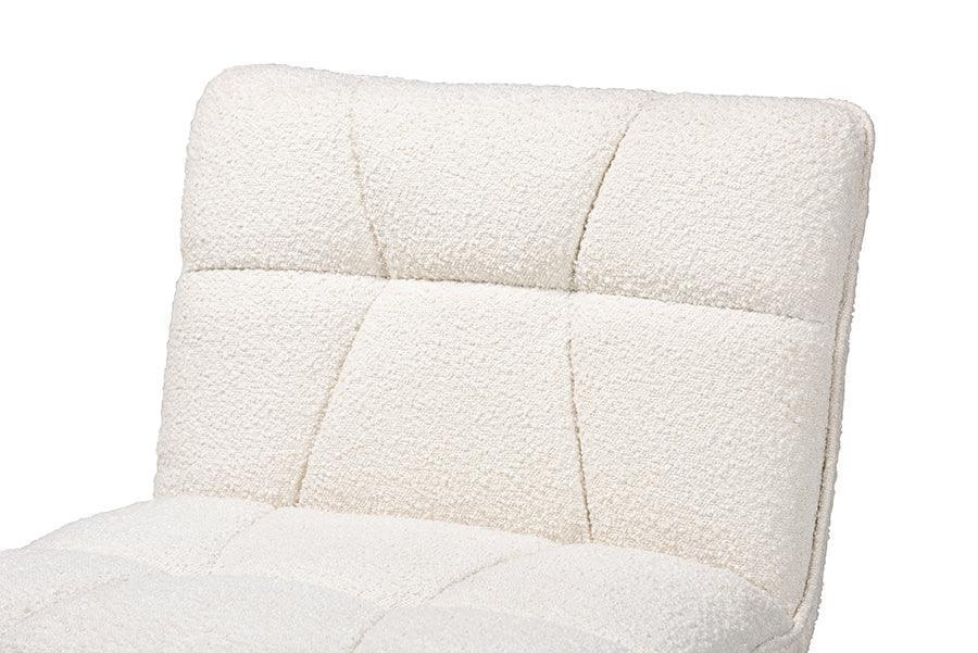 Darielle Japandi Cream Boucle Fabric and Walnut Brown Finished Rubberwood Accent Chair FredCo