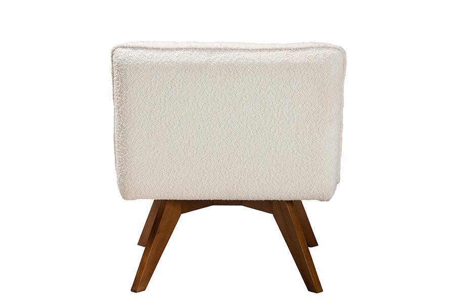 Darielle Japandi Cream Boucle Fabric and Walnut Brown Finished Rubberwood Accent Chair FredCo