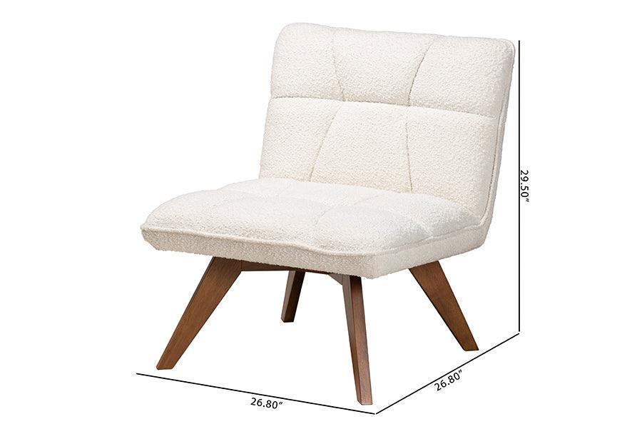 Darielle Japandi Cream Boucle Fabric and Walnut Brown Finished Rubberwood Accent Chair FredCo
