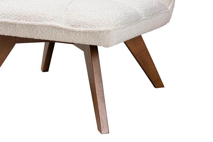 Darielle Japandi Cream Boucle Fabric and Walnut Brown Finished Rubberwood Accent Chair FredCo