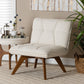 Darielle Japandi Cream Boucle Fabric and Walnut Brown Finished Rubberwood Accent Chair FredCo