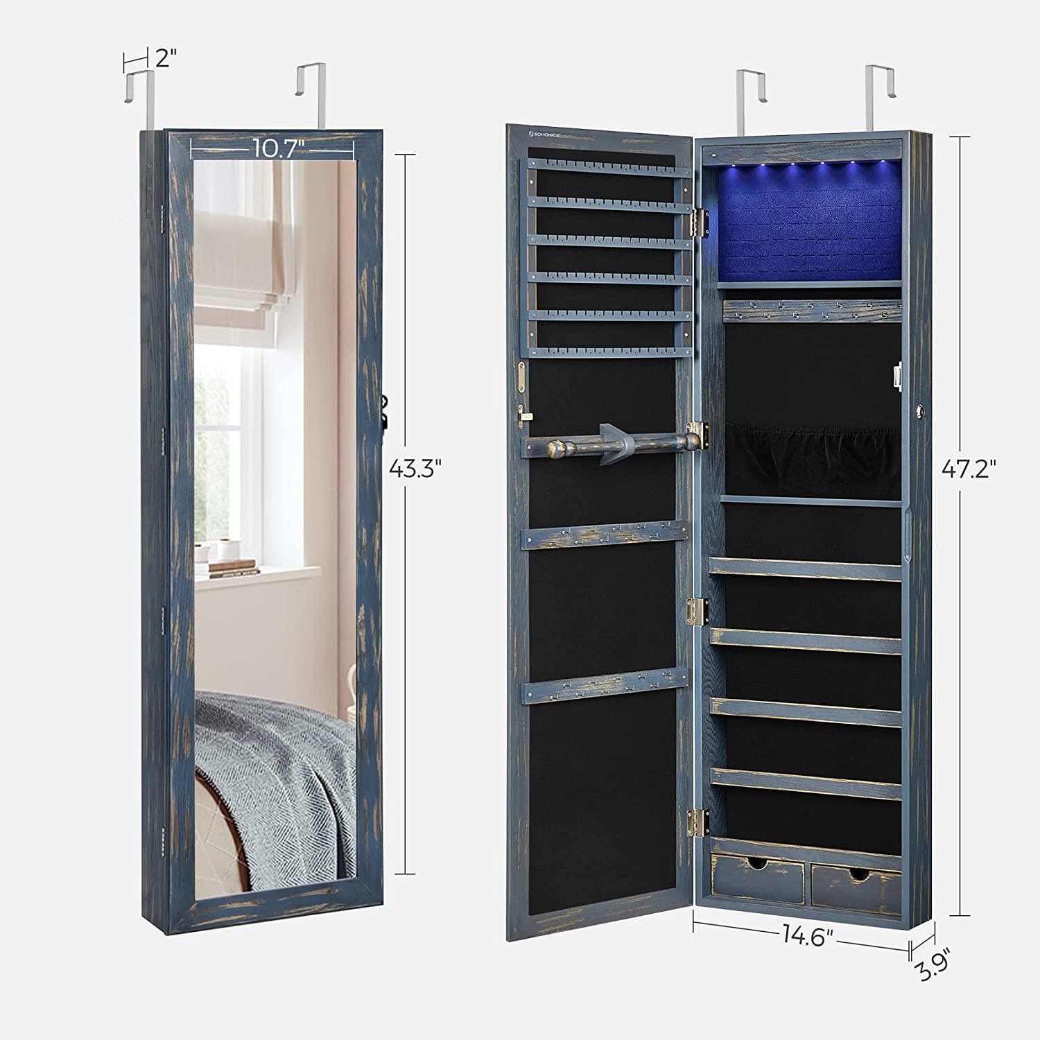 Dark Brown 47.2-Inches Jewelry Cabinet with Lights FredCo