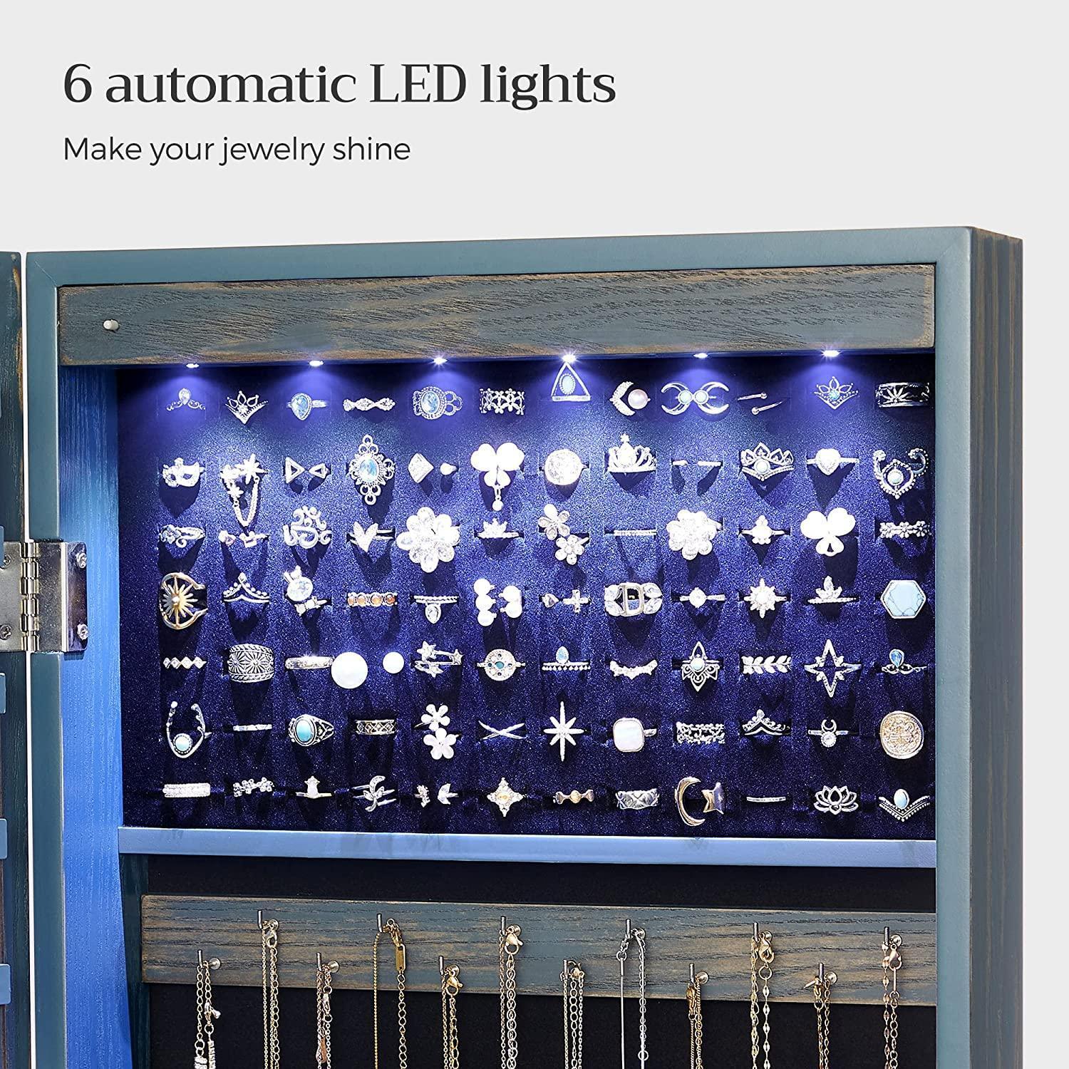Dark Brown 47.2-Inches Jewelry Cabinet with Lights FredCo