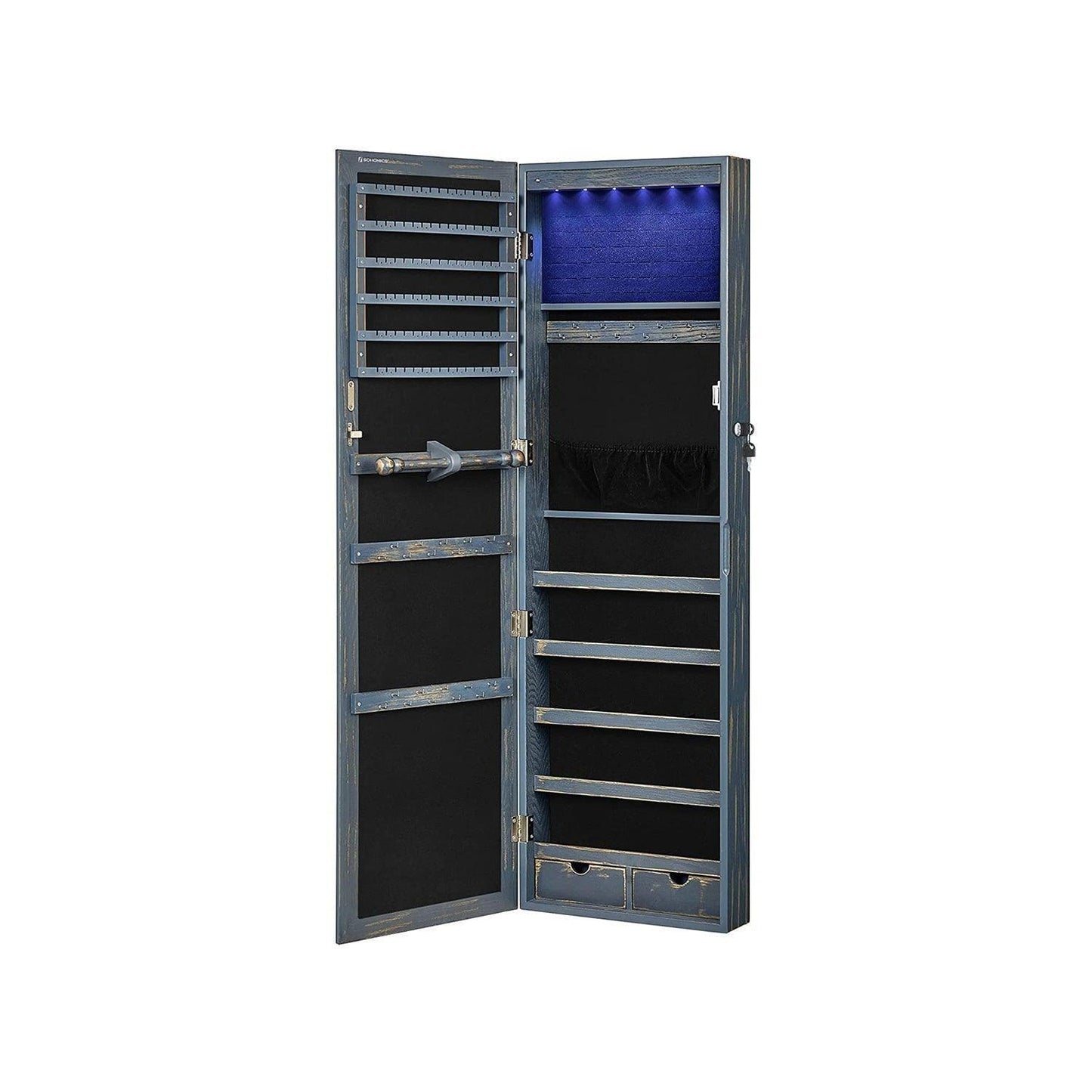 Dark Brown 47.2-Inches Jewelry Cabinet with Lights FredCo