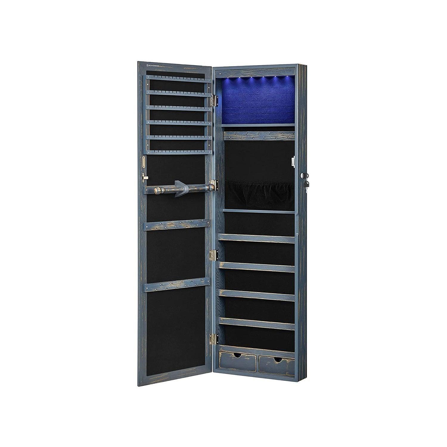 Dark Brown 47.2-Inches Jewelry Cabinet with Lights FredCo