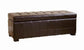 Dark Brown Full Leather Storage Bench Ottoman with Dimples FredCo