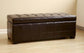 Dark Brown Full Leather Storage Bench Ottoman with Dimples FredCo