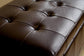 Dark Brown Full Leather Storage Bench Ottoman with Dimples FredCo