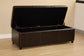 Dark Brown Full Leather Storage Bench Ottoman with Stitching FredCo