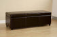 Dark Brown Full Leather Storage Bench Ottoman with Stitching FredCo