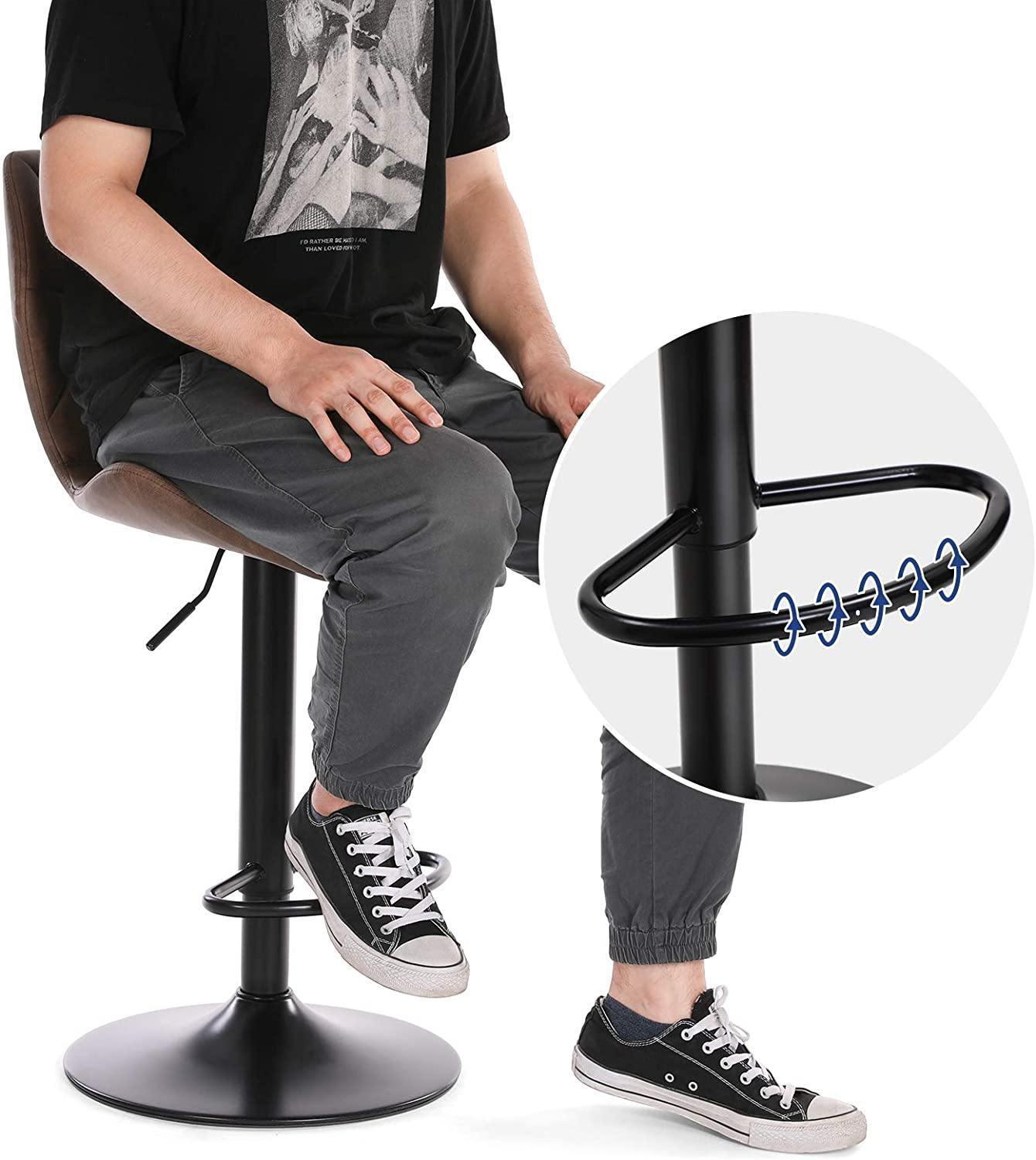 Dark Brown Set of 2 Bar Stools with Metal Frame FredCo