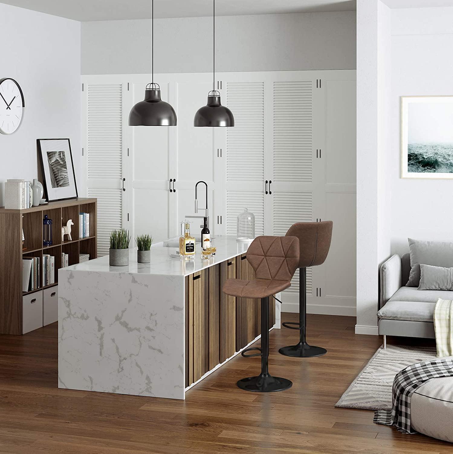 Dark Brown Set of 2 Bar Stools with Metal Frame FredCo