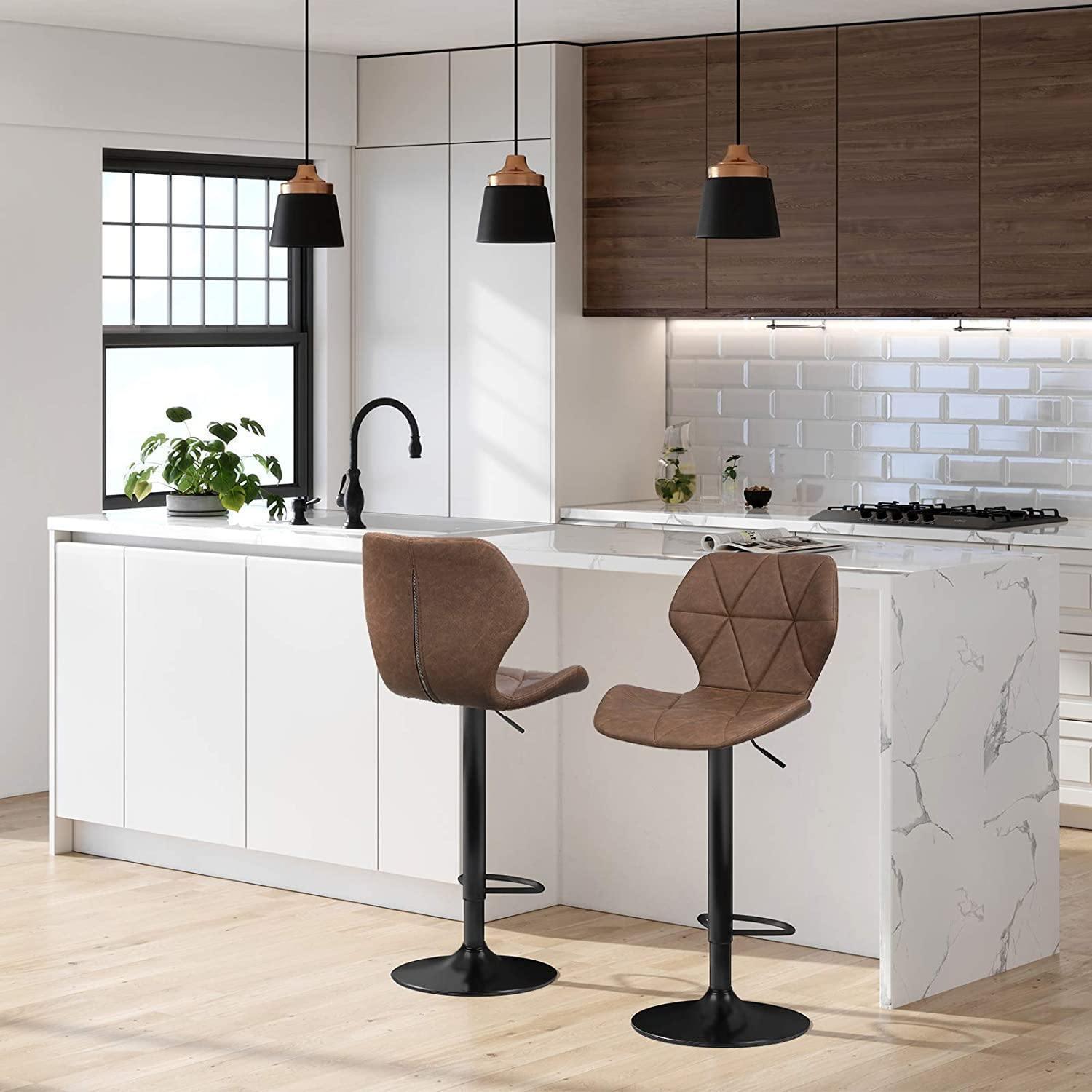 Dark Brown Set of 2 Bar Stools with Metal Frame FredCo