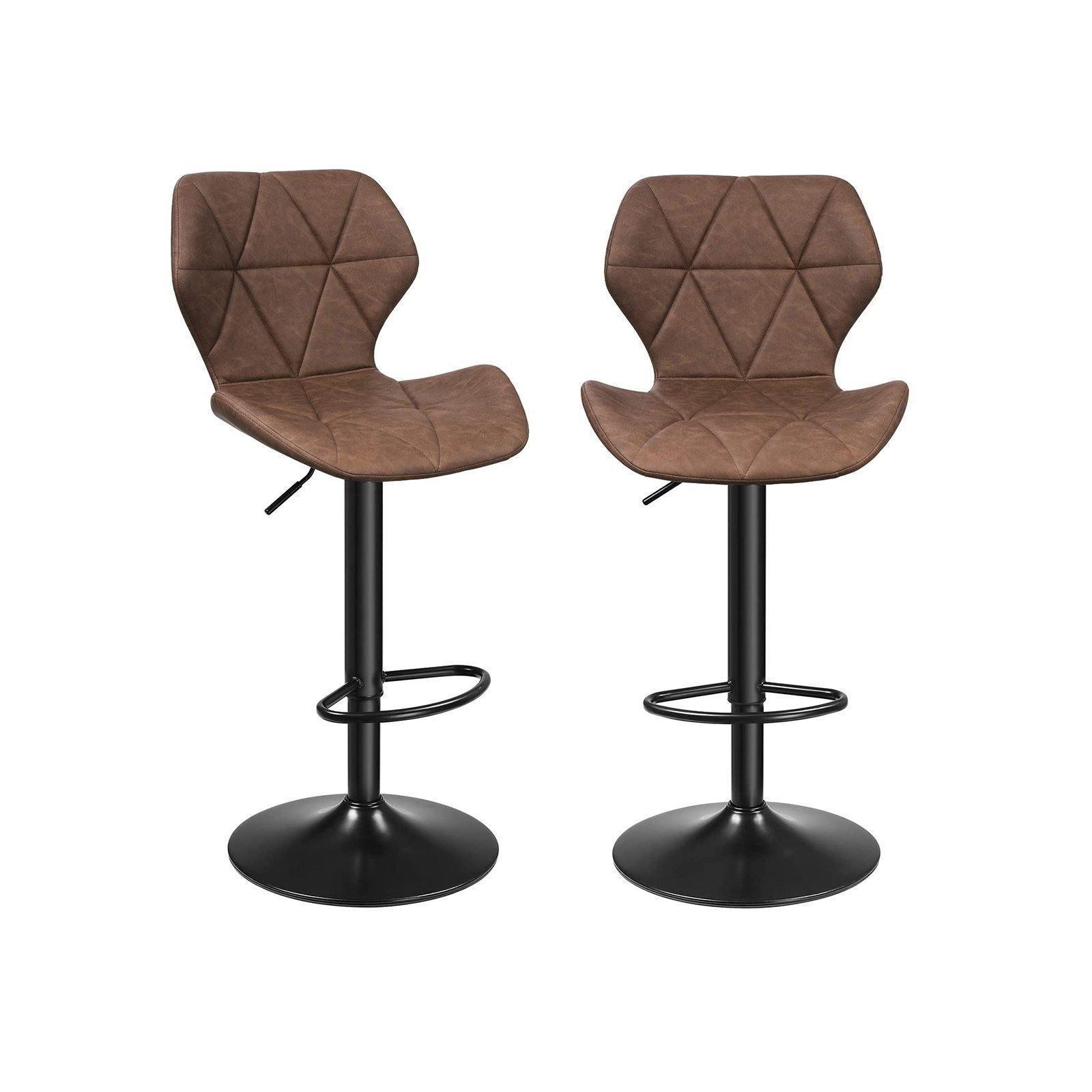 Dark Brown Set of 2 Bar Stools with Metal Frame FredCo