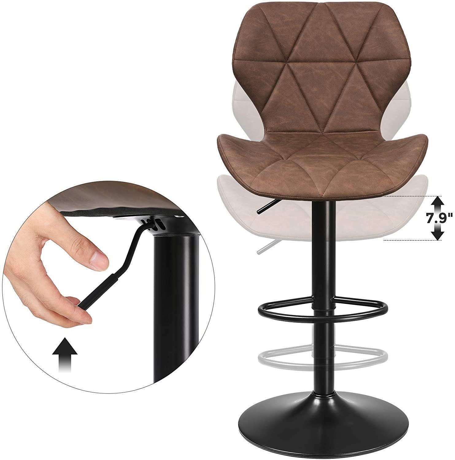 Dark Brown Set of 2 Bar Stools with Metal Frame FredCo