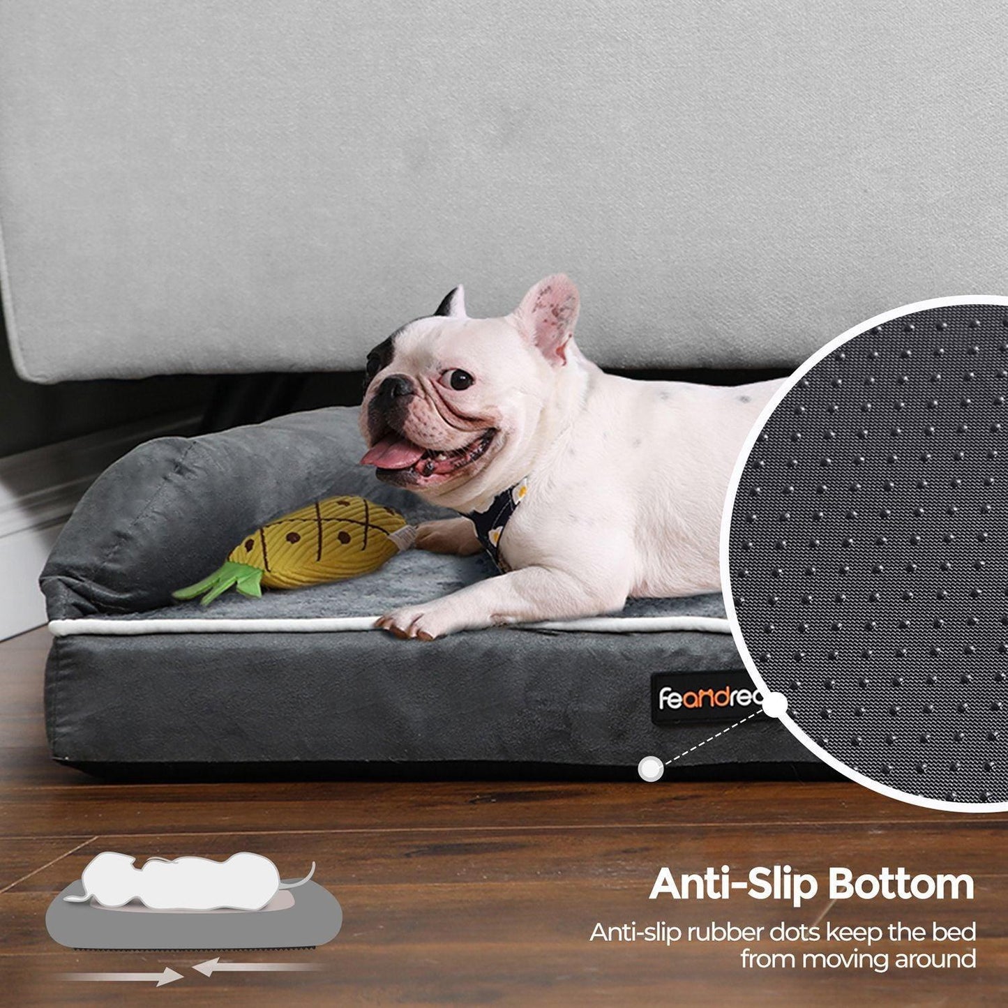 Dark Gray, Large Waterproof Dog Bed FredCo