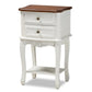 Darla Classic and Traditional French White and Cherry Brown Finished Wood 2-Drawer Nightstand FredCo