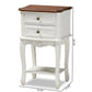 Darla Classic and Traditional French White and Cherry Brown Finished Wood 2-Drawer Nightstand FredCo
