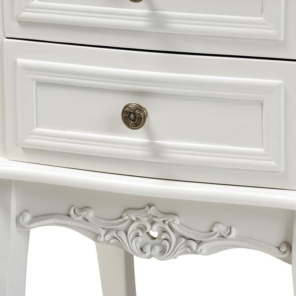 Darla Classic and Traditional French White and Cherry Brown Finished Wood 2-Drawer Nightstand FredCo