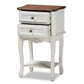 Darla Classic and Traditional French White and Cherry Brown Finished Wood 2-Drawer Nightstand FredCo