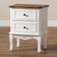 Darlene Classic and Traditional French White and Cherry Brown Finished Wood 2-Drawer Nightstand FredCo