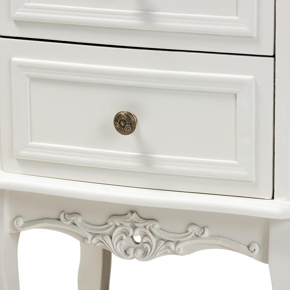 Darlene Classic and Traditional French White and Cherry Brown Finished Wood 2-Drawer Nightstand FredCo