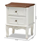 Darlene Classic and Traditional French White and Cherry Brown Finished Wood 2-Drawer Nightstand FredCo