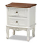 Darlene Classic and Traditional French White and Cherry Brown Finished Wood 2-Drawer Nightstand FredCo
