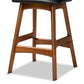 Darrin Mid-Century Modern Black Faux Leather Upholstered and Walnut Brown Finished Wood 2-Piece Counter Stool Set FredCo