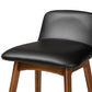 Darrin Mid-Century Modern Black Faux Leather Upholstered and Walnut Brown Finished Wood 2-Piece Counter Stool Set FredCo