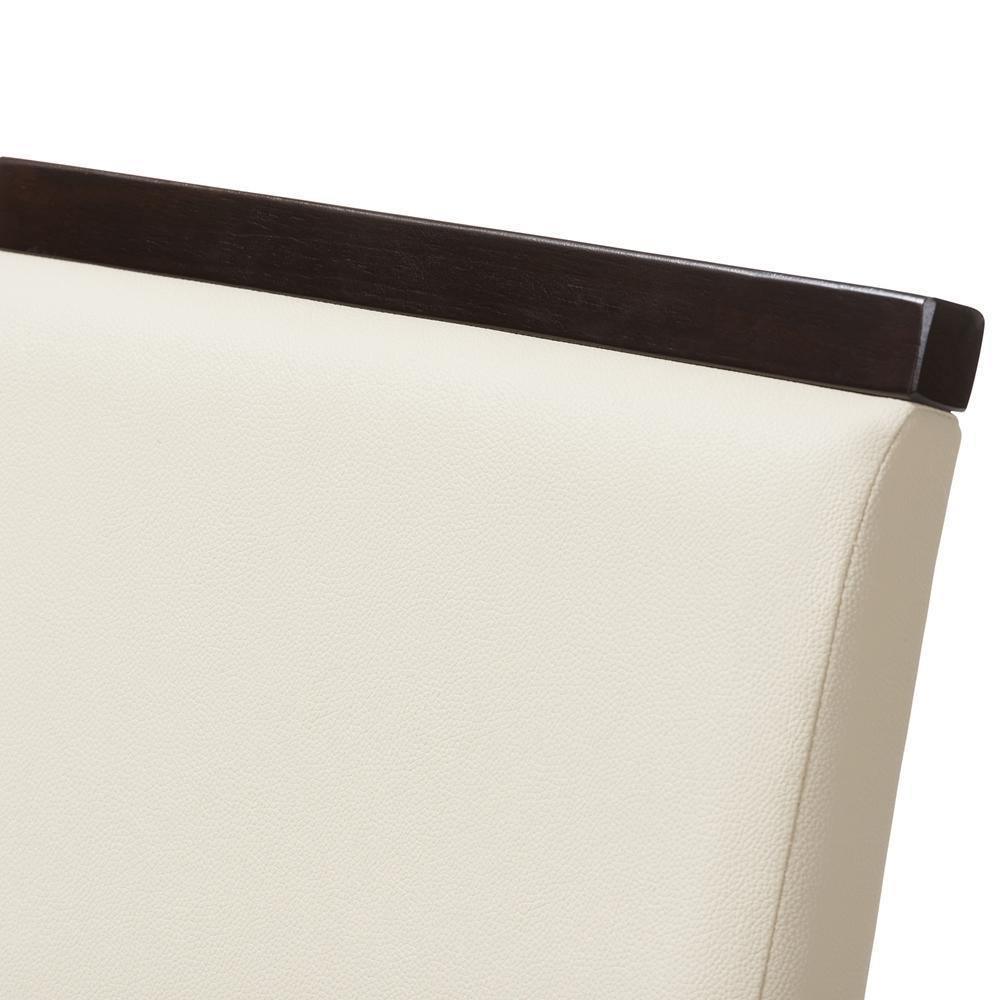 Daveney Modern and Contemporary Cream Faux Leather Upholstered Dining Chair Set of 2 FredCo