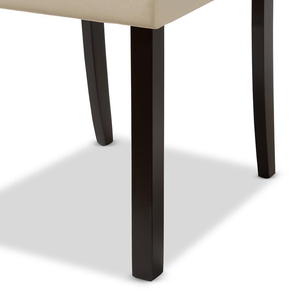 Daveney Modern and Contemporary Cream Faux Leather Upholstered Dining Chair Set of 2 FredCo