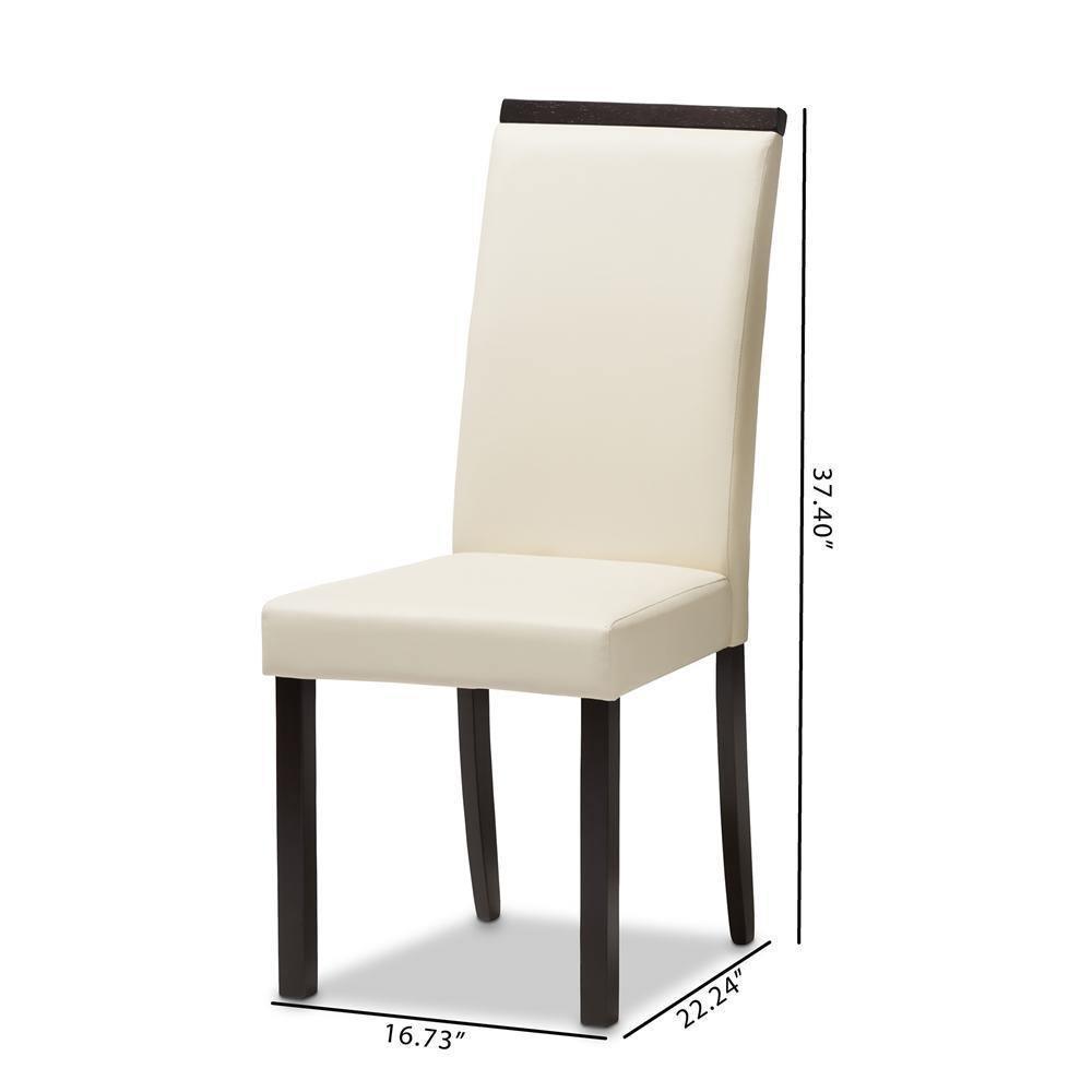 Daveney Modern and Contemporary Cream Faux Leather Upholstered Dining Chair Set of 2 FredCo
