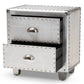 Davet French Industrial Silver Metal 2-Drawer Nightstand FredCo