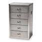 Davet French Industrial Silver Metal 5-Drawer Accent Storage Cabinet FredCo